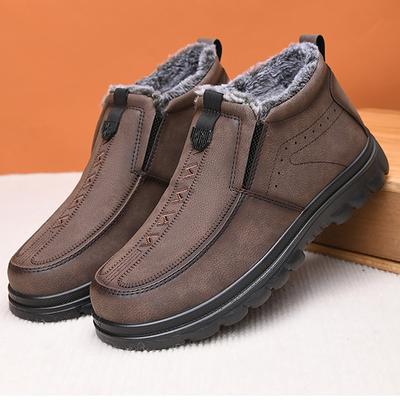 Men's Fur-Lined Winter Ankle Boots – Slip-On Waterproof Warm Shoes for Outdoor and Casual Wear