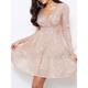Women's Sequin Dress Mini Dress Sequins Casual V Neck Long Sleeve Black White Fuchsia Color