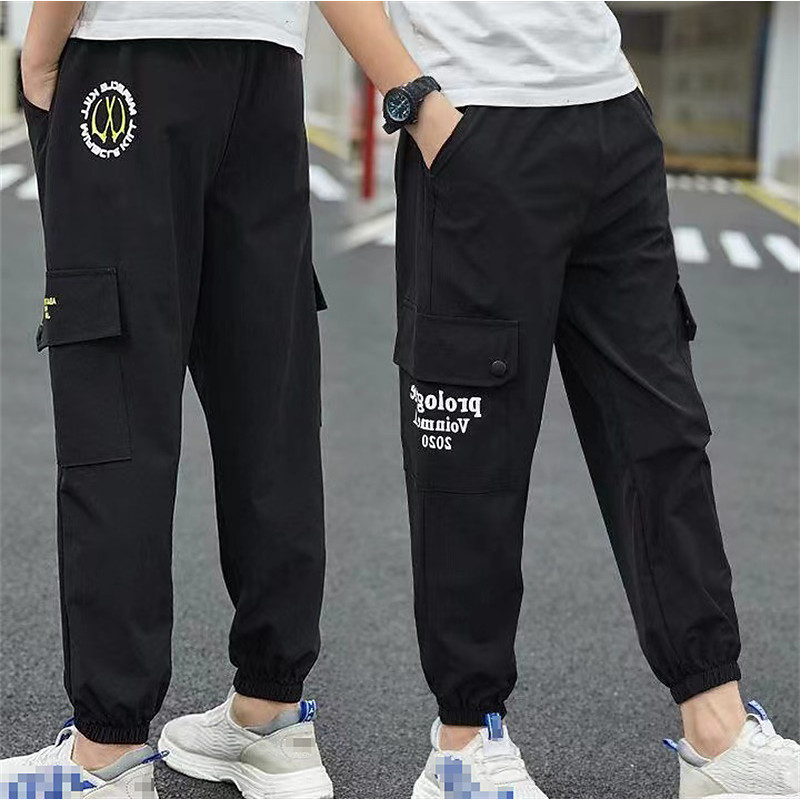 Kids Boys' Pants Cargo Pants Trousers Patchwork Pocket Solid Color Quick Dry Breathable Comfort Pants Outdoor Cotton Daily Basic Black Army Green Khaki Mid Waist