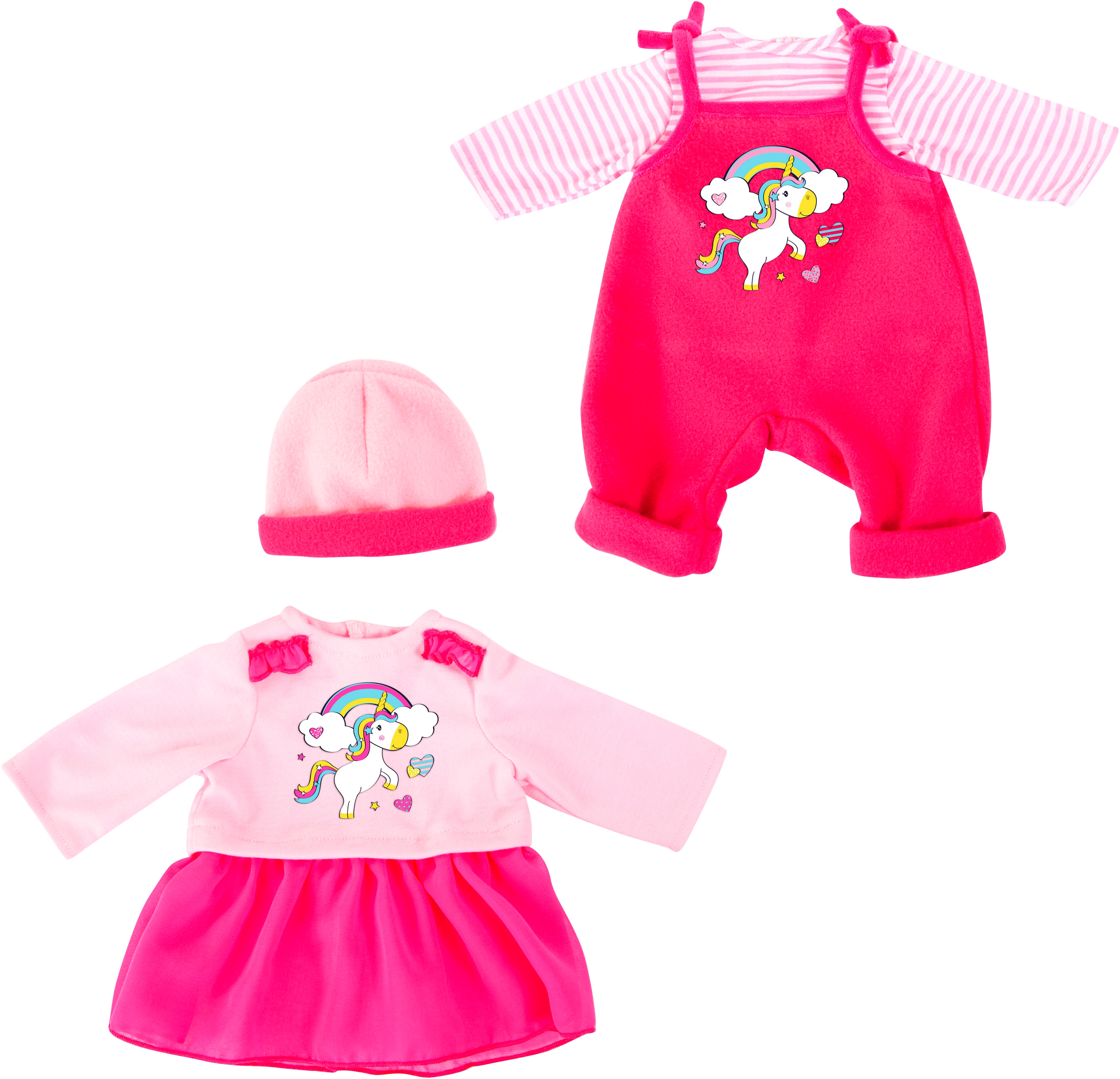 Puppenkleidung BAYER "Latzhose/Kleid 42-46", pink (pink, rosa), Puppenkleidung, Kinder