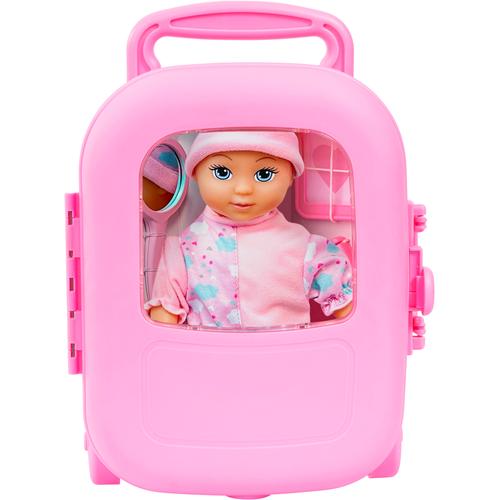 Babypuppe BAYER ""Trolley"" Puppen rosa Kinder im Reisekoffer, mit Zubehör