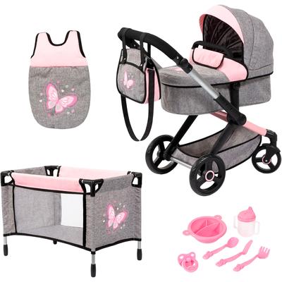 Kombi-Puppenwagen BAYER "Xeo Mega, grau/rosa" Puppenwagen grau (grau/rosa) Kinder