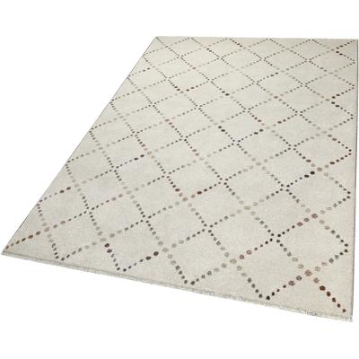 Teppich MY HOME "Thoren", beige, B:200cm H:12mm L:290cm, Polyester, Teppiche, weicher Kurzflor, Rautenmuster mit Fransen, Wohnzimmer, Schlafzimmer Image