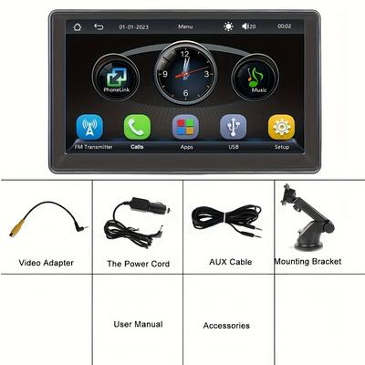 TEMU Podofo 7-inch Car Monitor Screen Car Radio For Android Auto Handsfree Calls Fm/aux Eq Portable Smart Player With Built-in Speaker Reversing Video