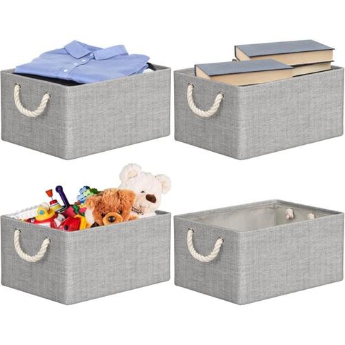 4er-Set Aufbewahrungsbox aus Stoff, 40 x 30 x 20 cm, faltbarer Aufbewahrungskorb, Aufbewahrungsbox