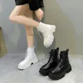 Bottines blanches à lacets pour femme, bottines de Combat à plateforme avec fermeture éclair, Punk, semelle épaisse, nouvelle collection automne-hiver 2024