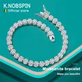KNOBSPIN D VVl's-Bracelet de tennis Moissanite pour homme et femme, entièrement en diamant, plaqué argent regardé 925, bracelets de fleurs en or blanc, GRA
