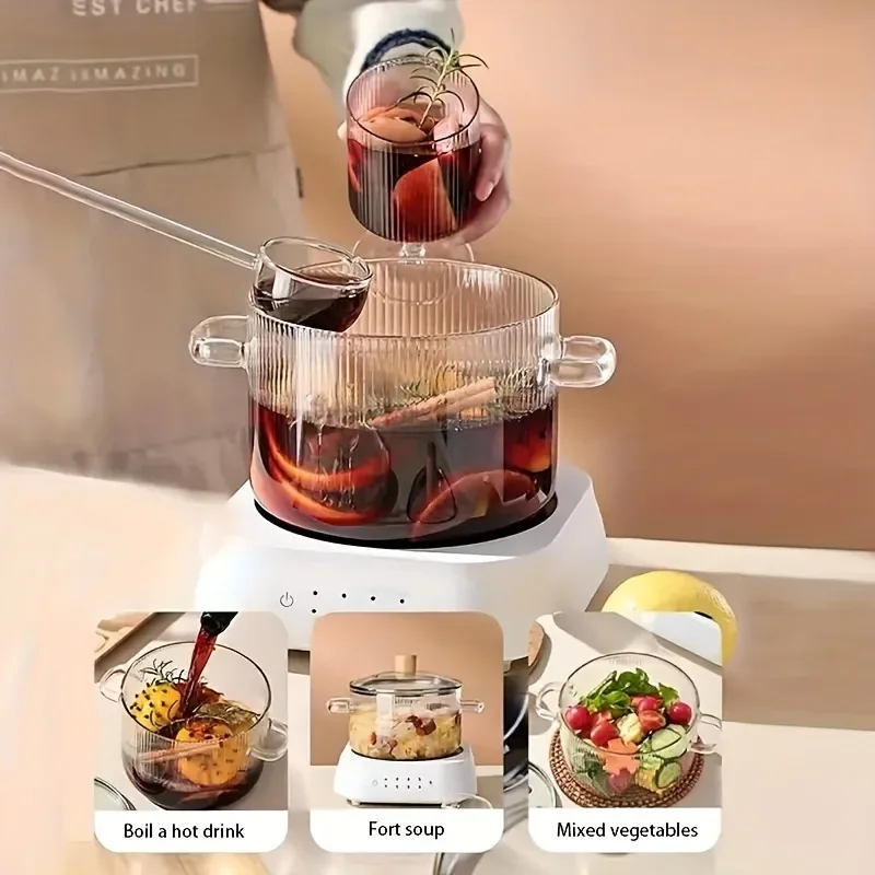 Marmite de cuisine en verre Borosilicate résistant à la chaleur 1,6 l, ustensiles de cuisine multifonctionnels de grande capacité, marmite à ragoût, outils de cuisine 1 pièce