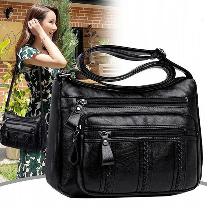 Sac pour femme PU multicouche en cuir souple dames mode sacs à bandoulière simples sacs pour maman sac à bandoulière