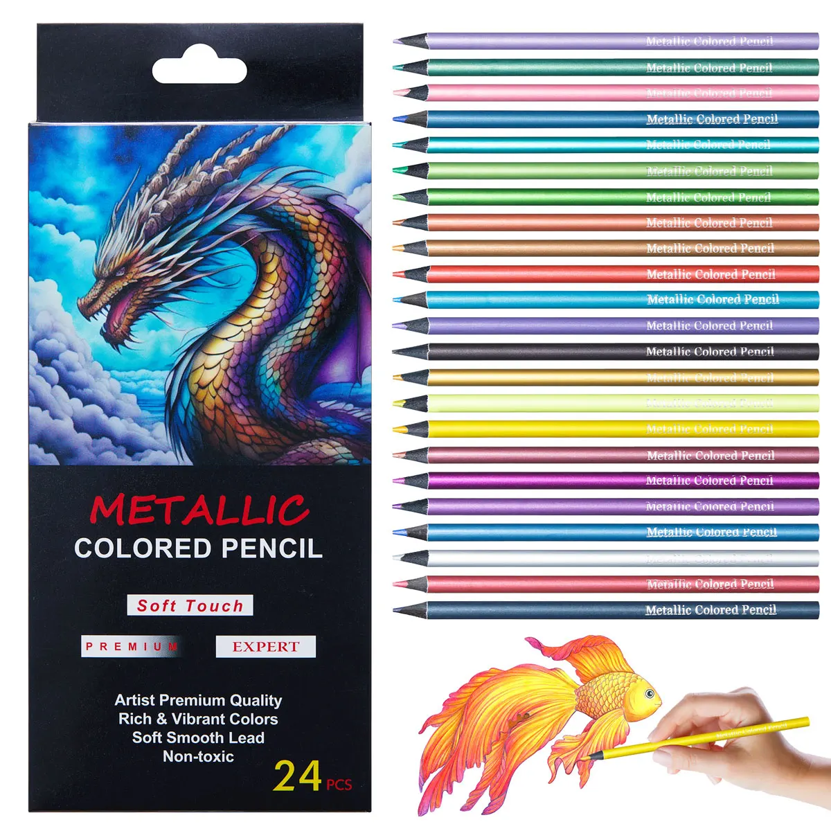 12/24 couleurs crayon de couleur métallique dessin et croquis ensemble crayon de couleur bricolage fournitures d'art coloriage maison peinture