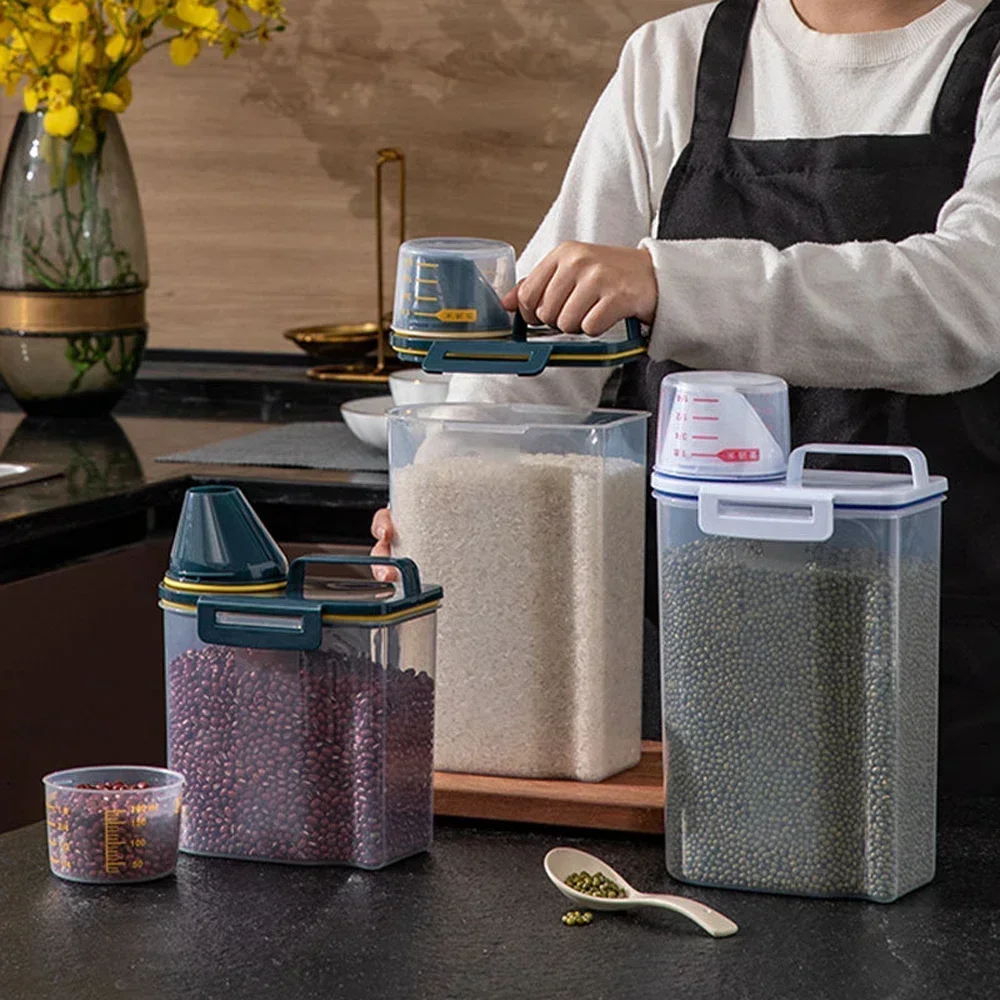 Seau de stockage de nourriture pour chien, réservoir de stockage de céréales de nourriture pour animaux de compagnie, boîte de stockage de riz de cuisine, pot scellé de céréales de nourriture pour