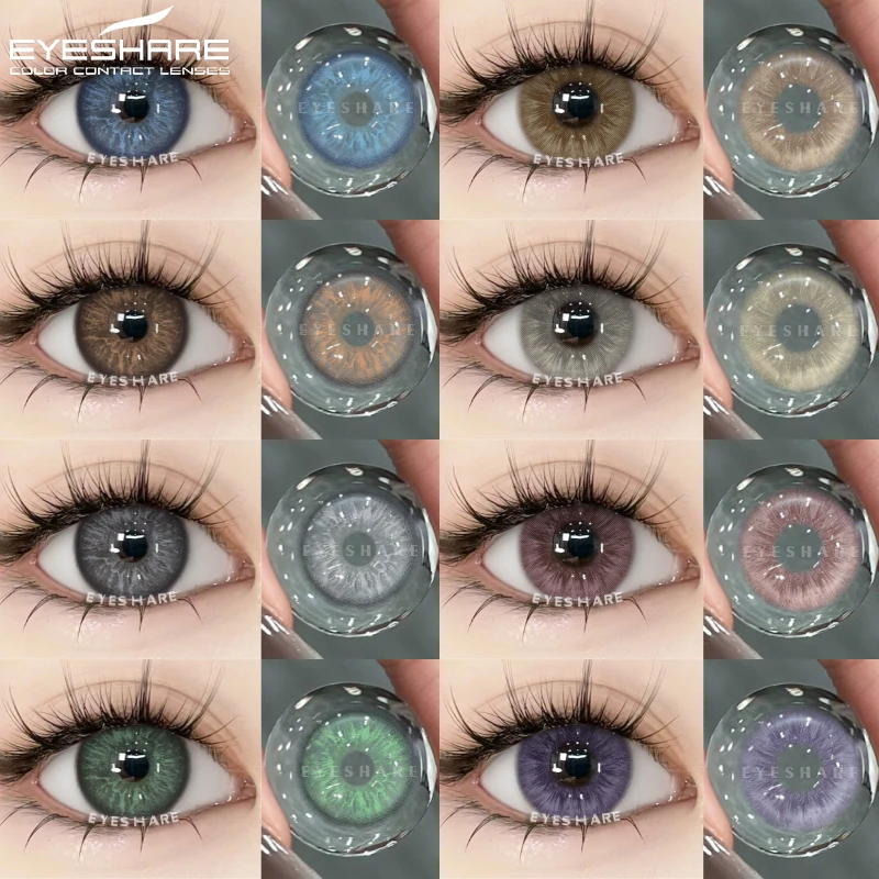 EYESHARE Lenti a contatto di colore naturale per occhi 1 paio/2 pezzi Lenti per occhi marroni Contatti per occhi grigi Lenti viola Lenti per occhi di colore annuale