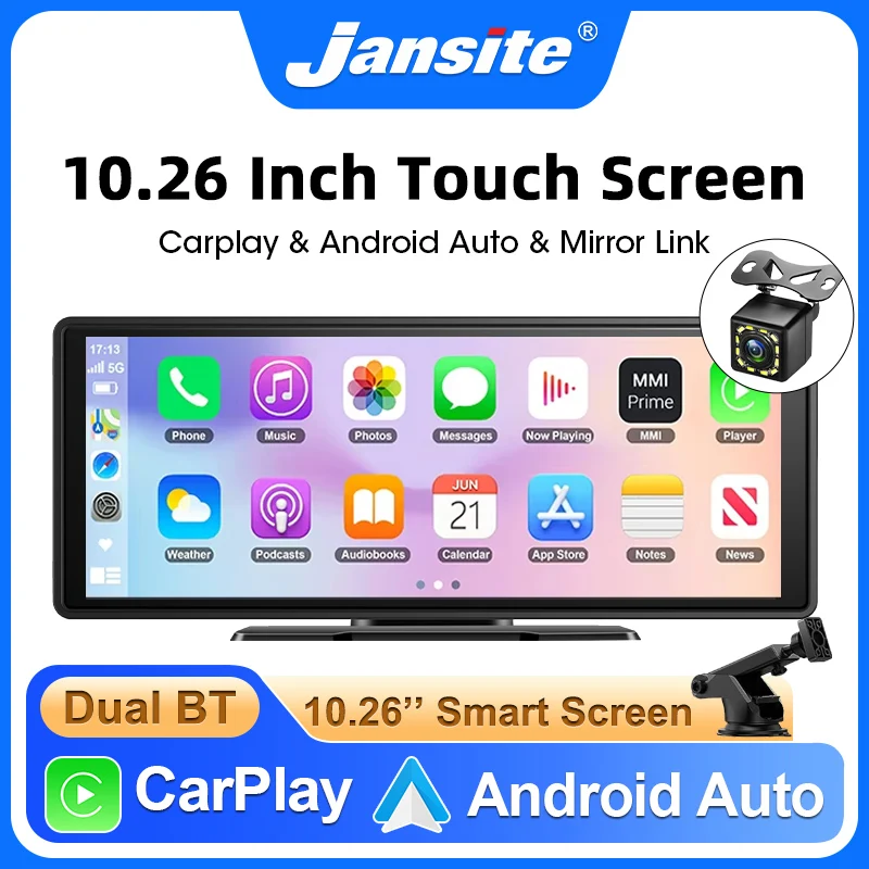 Schermo Carplay Wireless portatile da 10.26 pollici HD telecamera di retromarcia posteriore autoradio DVR MP5 lettore Video multimediale Android Auto