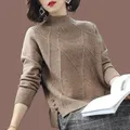 Maglione dolcevita donna 2024 nuovo autunno inverno manica lunga morbido Pullover maglione femminile lavorato a maglia top maglione signore fondo Sh
