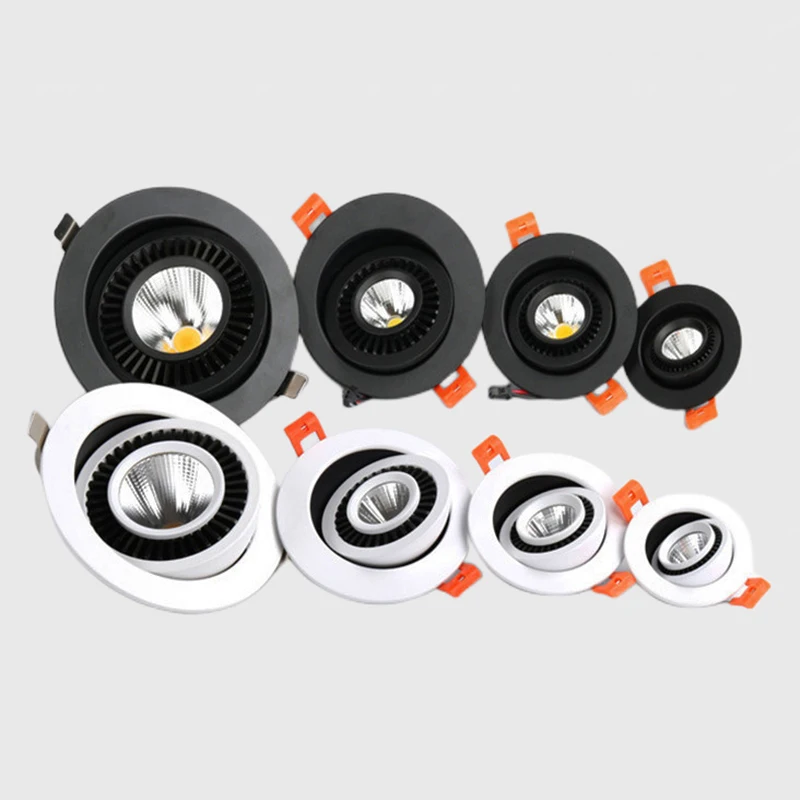 Faretti da incasso a LED COB dimmerabili rotanti a 360 ° da incasso 7W 9W 12W 15W 18W 20W faretti da soffitto AC85 ~ 265V Lobby soggiorno camera da letto