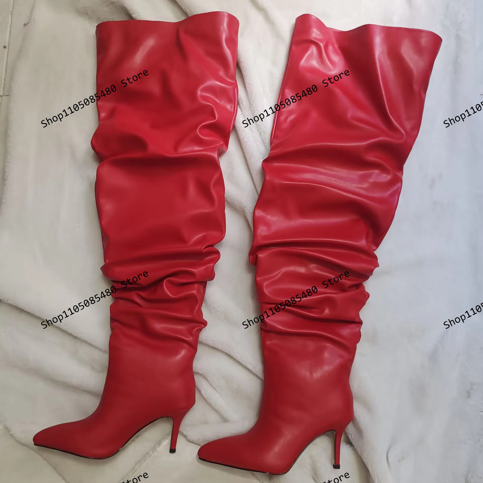 2023 nuovi stivali con tacco Super alto da donna a spillo sopra il ginocchio stivali lunghi in pelle sintetica stivali da donna stivali alti alla coscia 44