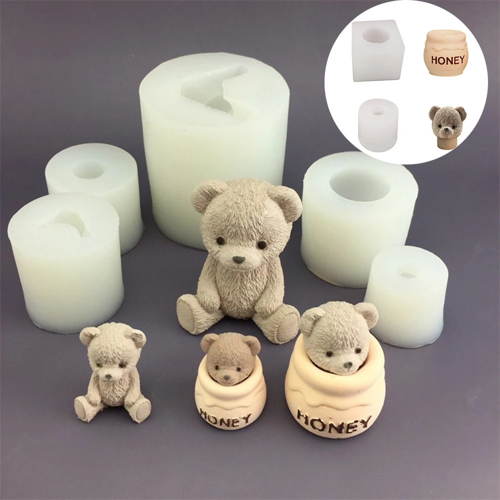 Nette Teddybär Kerze Form Silikon Aromatherapie Gips Koreanische Version Gips Geometrische Dropping Kleber für Kerze, Der Werkzeuge Image