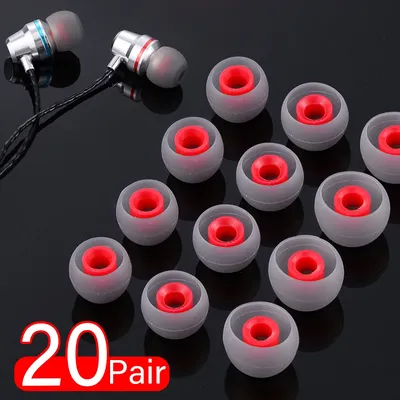 1-20Pairs Wired Kopfhörer Ersatz Ohrstöpsel Universal Kopfhörer Weiche Silikon Noise Reduction Image