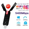 WiFi6E AX5400 Adattatore USB3.0 Scheda di rete wireless a tripla banda 802.11AX 6GHz Antenna ad alto guadagno per laptop Win 10/11 Driver gratuito