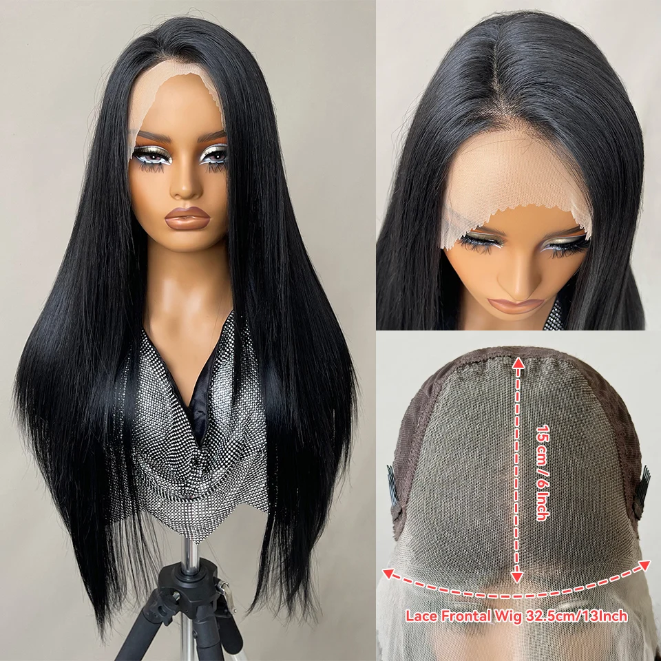 13x6 Synthetische Lace Front Perücken 30 Zoll Lange Gerade Blonde Perücke Für Schwarze Frauen Natürliche Ombre Braun Cosplay Highlight Spitze Perücke Image