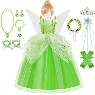TinkerBell Mädchen Prinzessin Kleid für Mädchen Kostüm Kinder Cosplay Grün Blume Fee Kleid Fee Image
