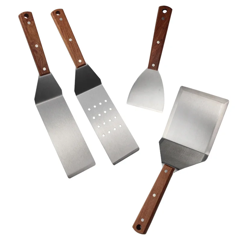 Edelstahl-Grills patelsc haber mit Holzgriff, Küchen flipper für flaches Outdoor-Koch zubehör
