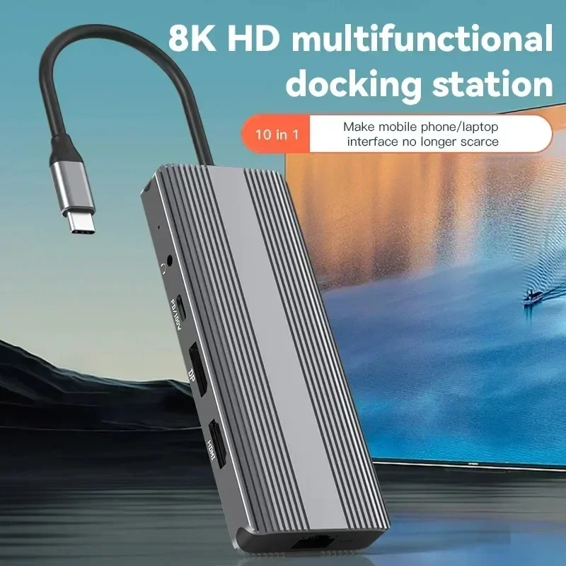 8K Ultra HD Typ-C Dock HDMI 2.1+DP1.4 Multi-Screen-Display Zehn in einem USB-Hub-Expander Image