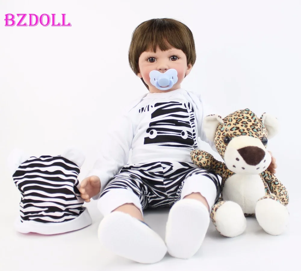 60 cm Große Größe Silikon Vinyl Reborn Baby Junge Puppe Spielzeug Für Mädchen Lebensechte 24 zoll Kleinkind Lebendig Bebe kind Geburtstag Geschenk