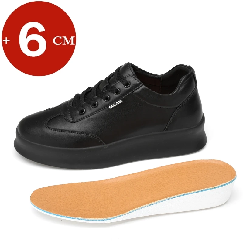 Erhöhen männer Turnschuhe Aufzug Leder Schuhe Männer Casual Plattform Aufzug Schuhe Mann Höhe Zunehmende Schuhe Schwarz Weiß Schuhe