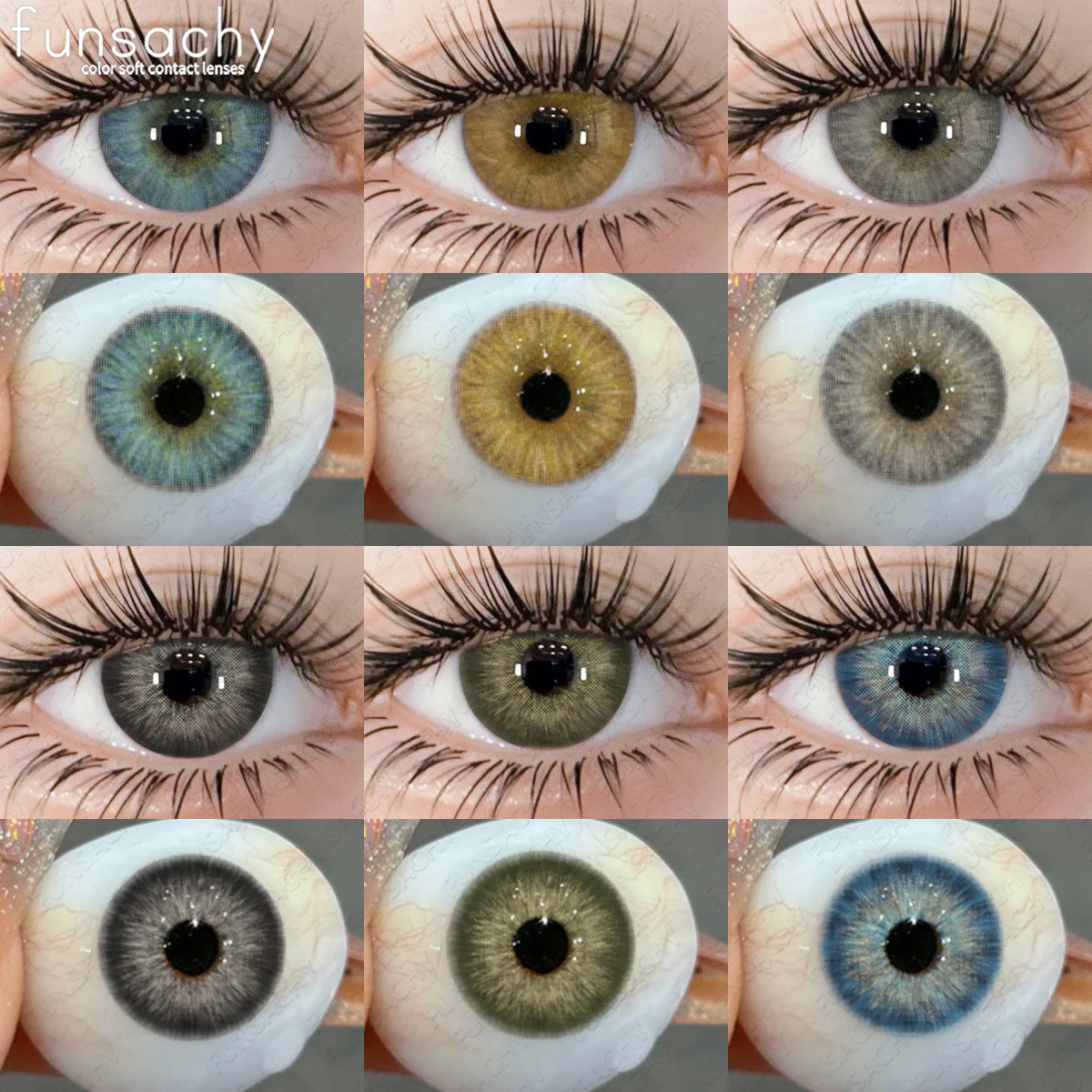 Spaß koreanische Linsen Farbe Kontaktlinsen für Augen 1 Paar natürliche Color con Augenlinse blau grün Augenlinse schöne Pupille jährlich Image