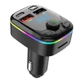 Trasmettitore FM Bluetooth 5.0 per auto Doppio USB 3.1A PD Tipo-C Caricatore rapido Luce ambientale colorata Accessori per auto Kit lettore 2024