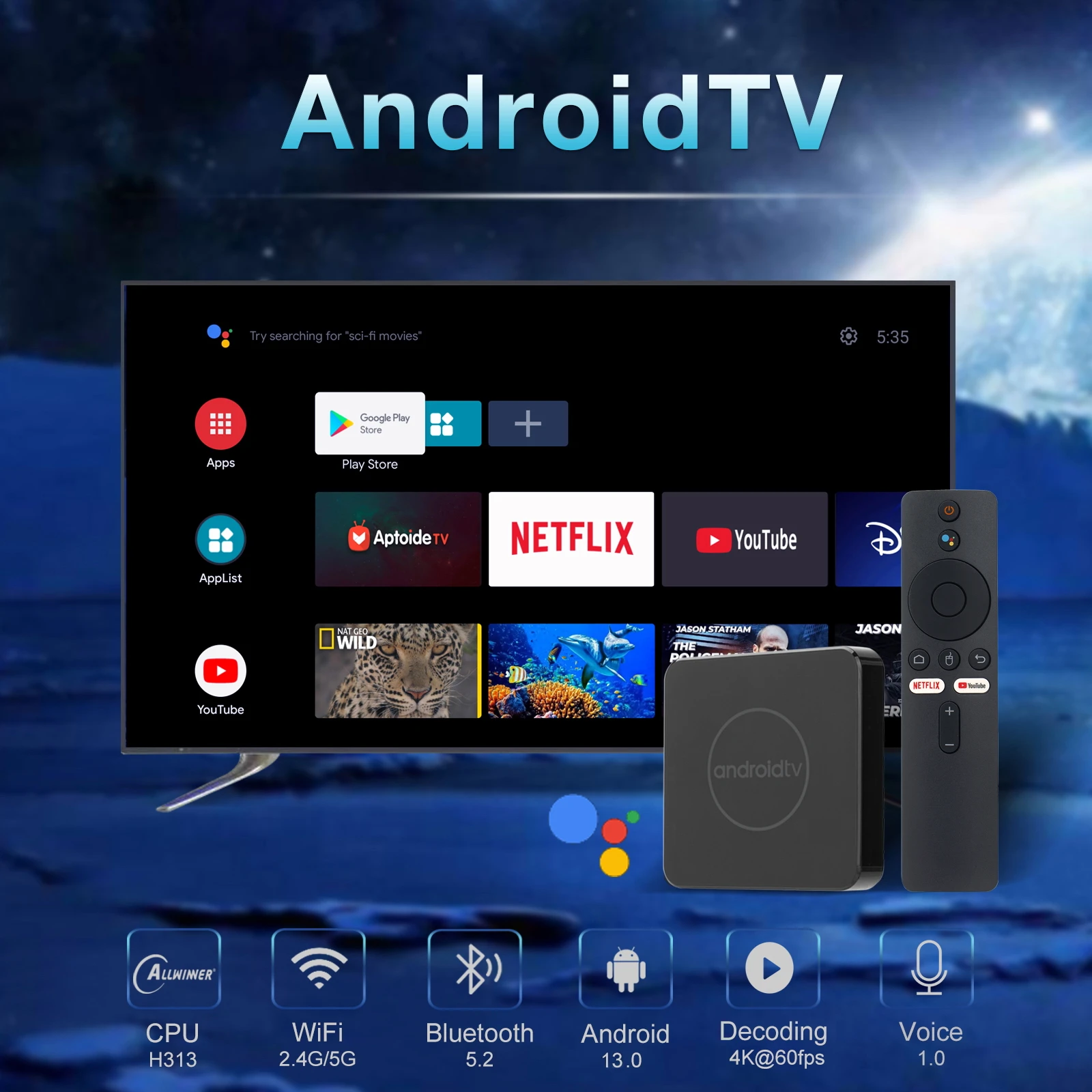 Q96 ATV Globale Version Android 10 4K HDR Smart TV Box 2GB16GB 5G Dual Wifi BT5.2 Sprachassistent H313 Media Player Q1 ATV TV Box Image