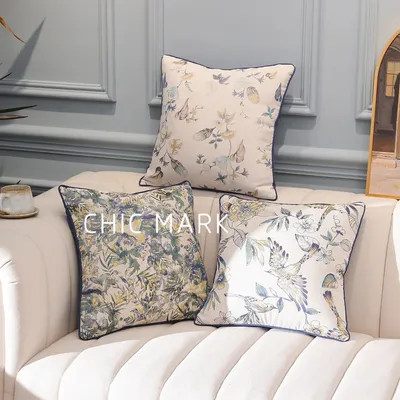 Garn gefärbter Jacquard-Kissen bezug im amerikanischen Stil dekorativer Kissen bezug im Landhausstil Image