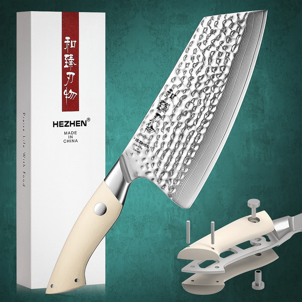 Hezhen 7 Zoll Hackmesser Damaskus Stahl Küchenmesser Koch besteck neues Design Küchengeräte Schäl messer Image