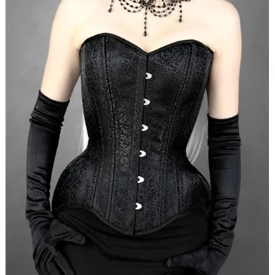 Longline Doppel Stahl Ohne Knochen Taille Abnehmen Overbust Korsett Top Enge Schnürung Korsett Image