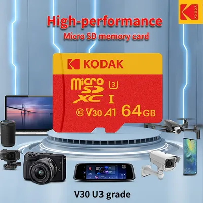 Kodak Hochgeschwindigkeits-Microsdxc-Karten adapter-32GB-256GB, UHS-I u3 v30 a1, für Laptops, Smartphones, Überwachungs-und Dash-Cams