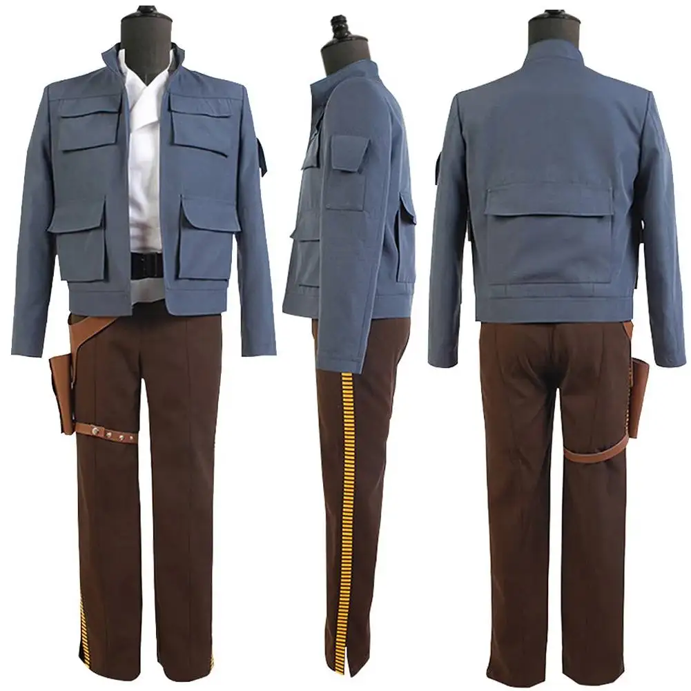 Han Cosplay Fantasy Holster Gürtel Solo blau Anzüge Film Raum Schlacht männliche Superhelden Kostüm Verkleidung Männer Rollenspiel Fantasia Outfit Image