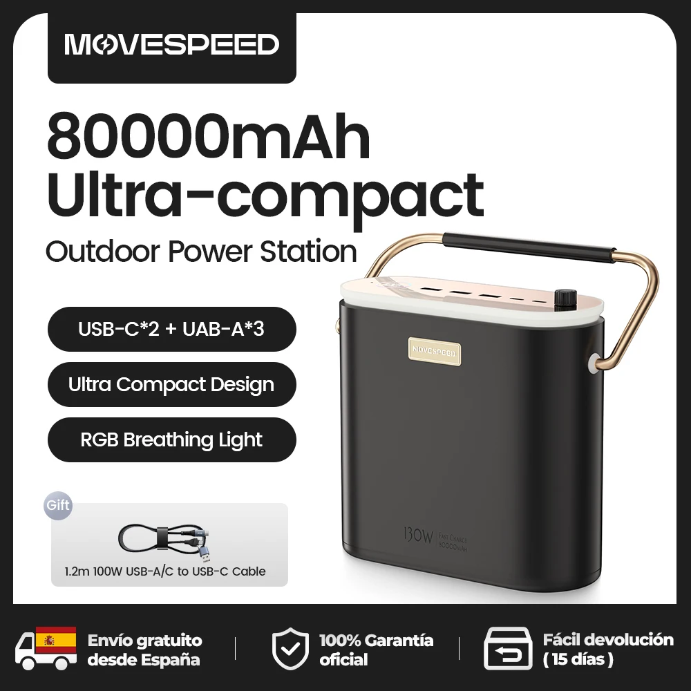 MOVESPEED S80 Powerbank mit großer Kapazität, 100 W PD, schnelles Aufladen, externer Akku, tragbares Kraftwerk für Outdoor-Camping-Laptops Image
