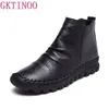2025 Vintage Stil Aus Echtem Leder Frauen Stiefel Flache Booties Weiche Rindsleder frauen Schuhe Zip Stiefeletten zapatos mujer