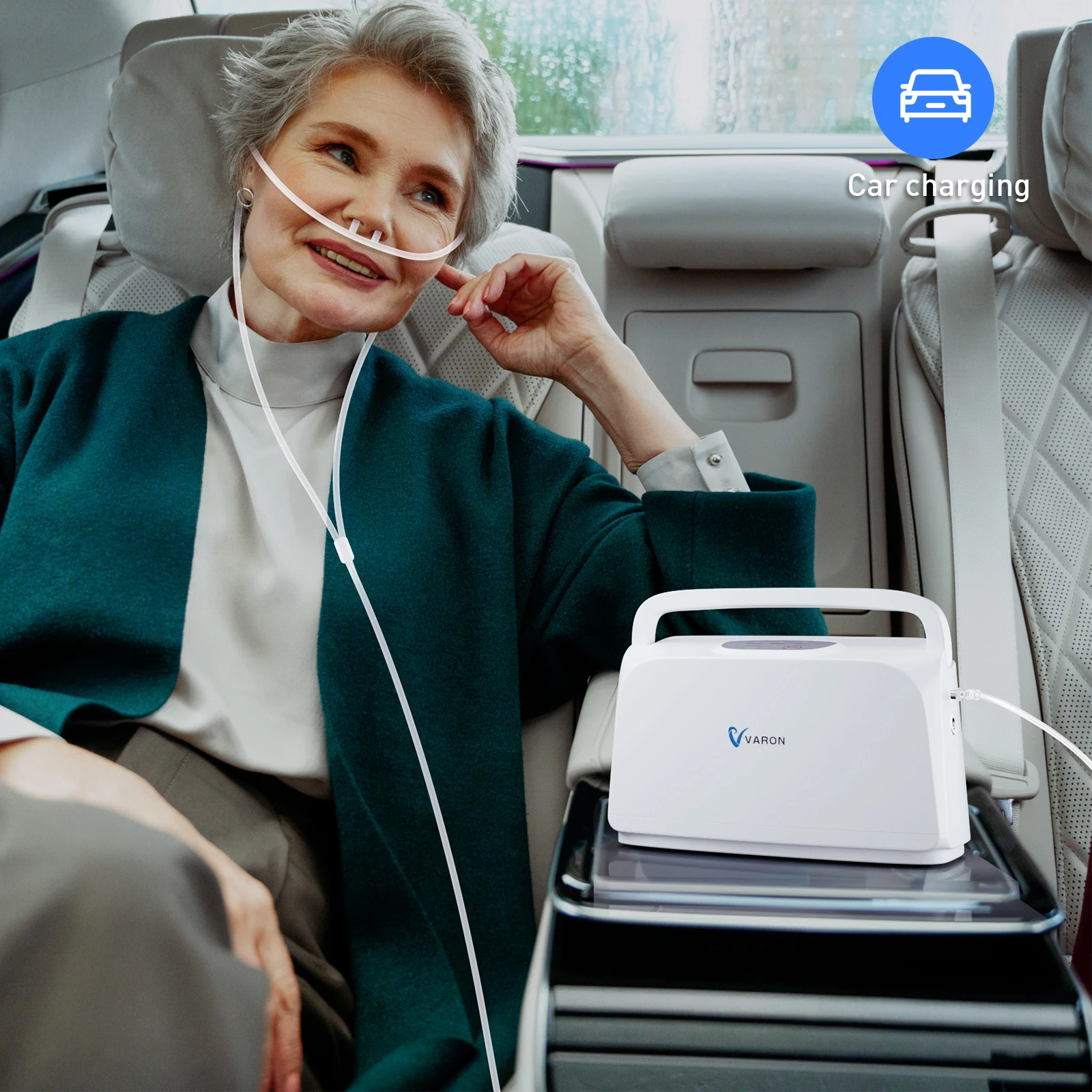 Varon Tragbare 3-Liter-Pulse Flow 0-Sauerstoff-Luftreiniger-Maschine Con-cen-tra 33 % Reinheit, AC/DC 110–220 V, für Outdoor-Reisen im Auto Image