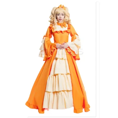 Neues Black Butler Kuroshitsuji Elizabeth Cosplay Kostüm Orange Kostüm Lolita Kleid Halloween Party Anime Kostüme für Frauen Image