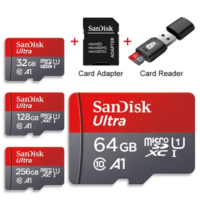 100 % Original SanDisk Micro SD-Karte 32 GB Micro-TF-SD-Karte 64 GB 128 GB 256 GB Tarjeta Micro-SD-Karte U1 Mini-TF-Karte + USB-Kartenleser