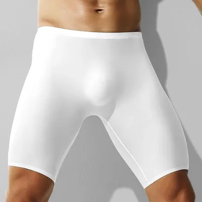 Herren-Unterwäsche aus Eisseide, langes Bein, Boxershorts, Trunk-Sport-Shorts, atmungsaktiv, bequem, Badeanzug, weiche Fitness, elastische Höschen Image