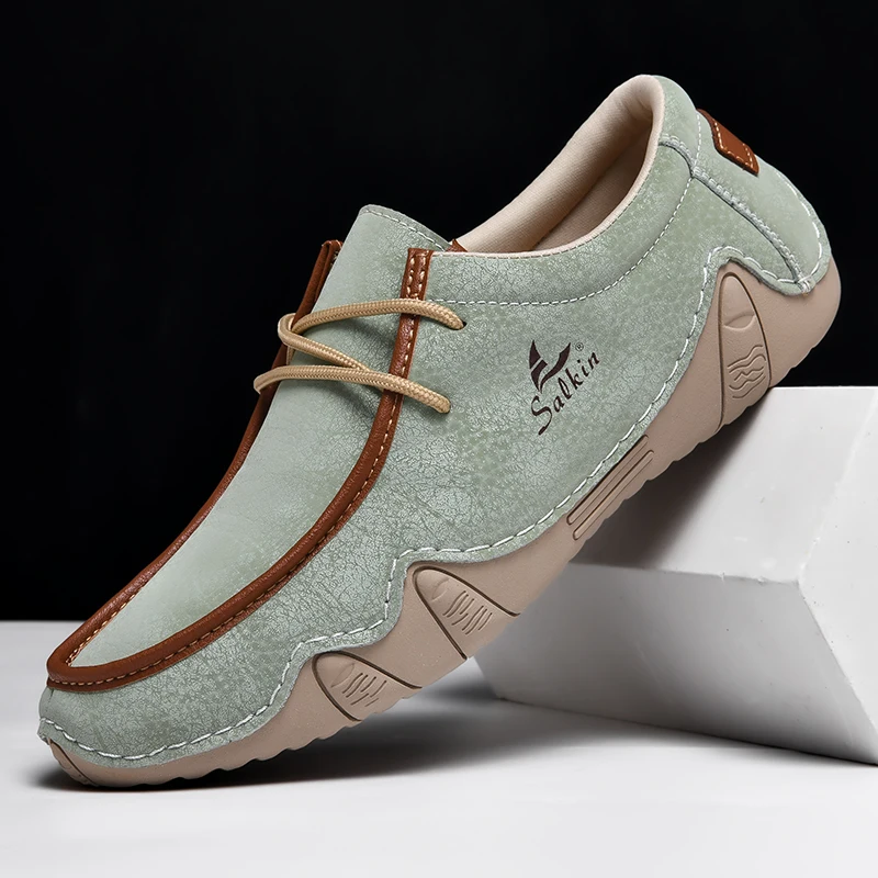 Neue Mode Turnschuhe Frauen Handgemachte Leder Casual Frauen Schuhe Design Plattform Faulenzer Atmungsaktive Wohnungen Schuhe Fahren Plus Größe