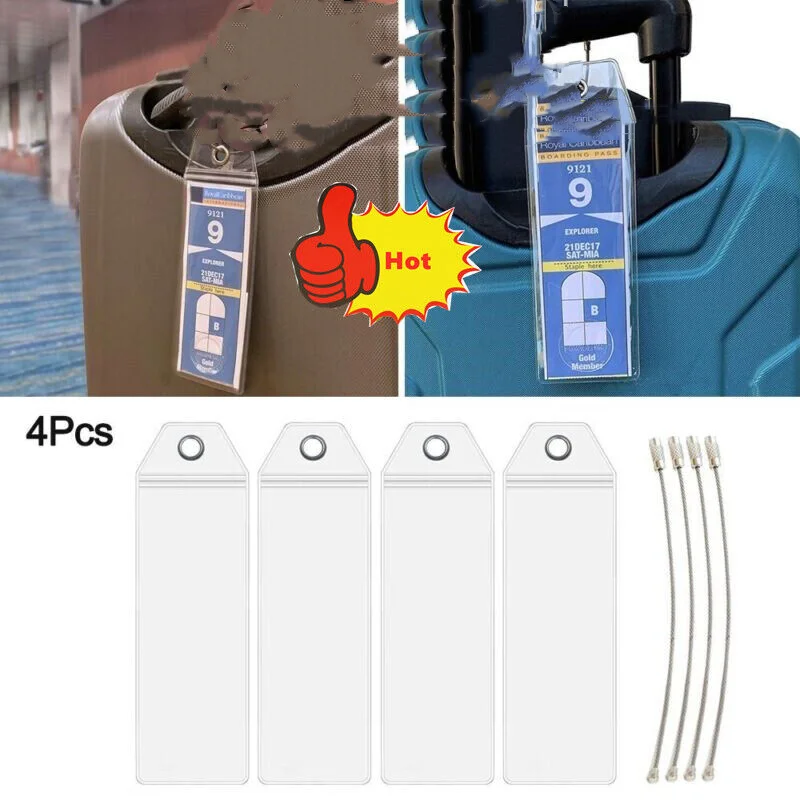 4 Stück Kreuzfahrt Gepäck Koffer Tag Etikettenhalter Reißverschluss Stahlschlaufen für Reisegepäck Etiketten S L Größe Image