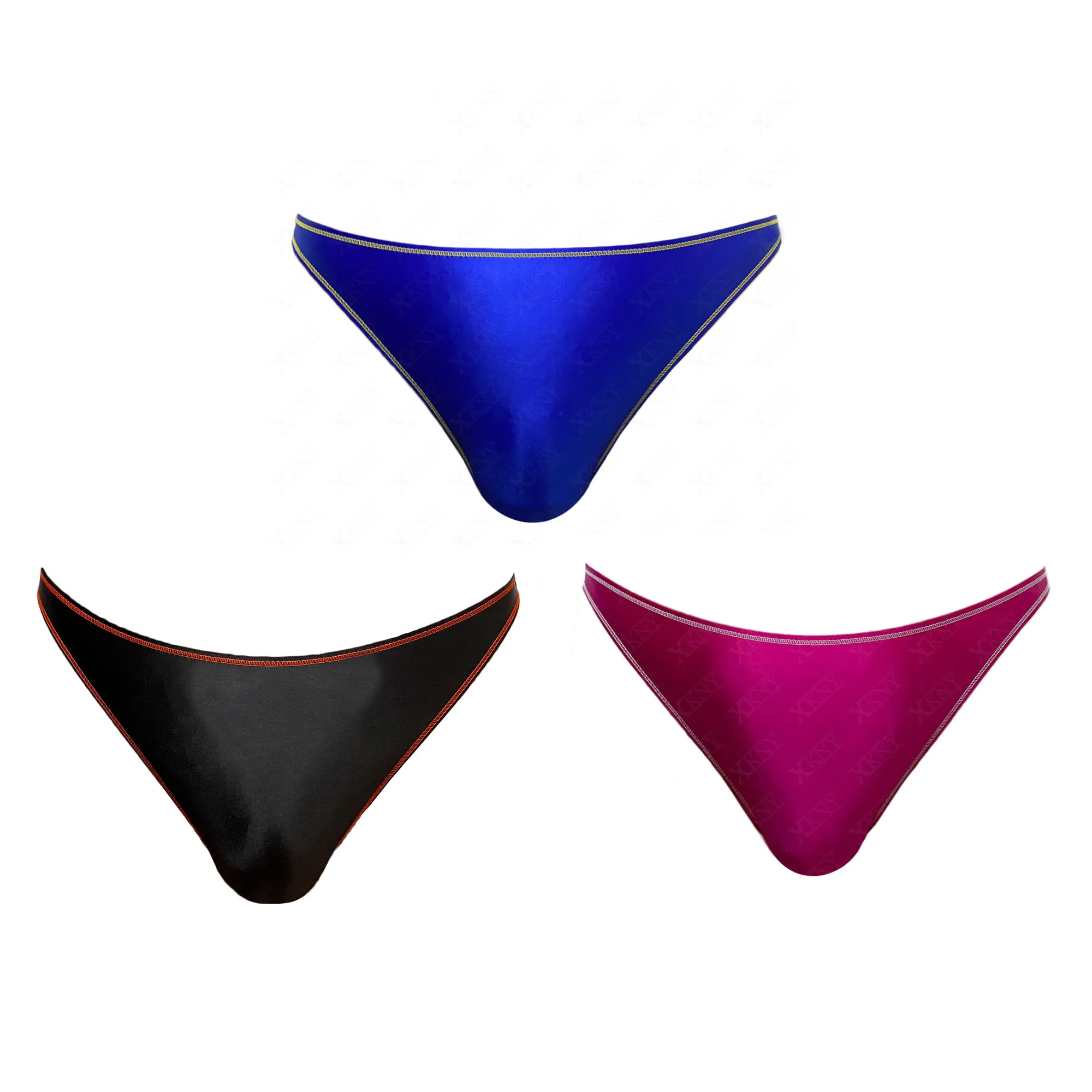 XClocKNYoung größere Taille Männer glänzende Unterwäsche Öl kontrastierende Kante atmungsaktive Slips Seide hochelastische Slips Herren-Bikini Image