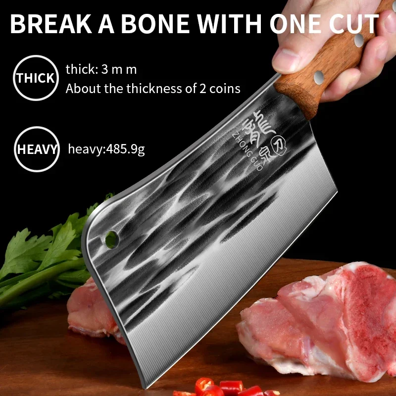 Seiko Longquan Schmieden Mehrzweck-Küchenmesser, Küchen fleischs ch eiben, scharfes Knochens chneide messer Hands chmiede messer mit hoher Härte Image