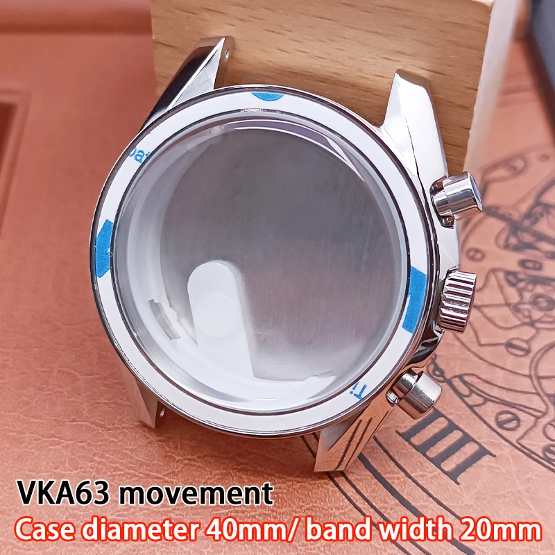 40 mm Uhrengehäuse aus Edelstahl für VK63-Uhrwerk, 20 mm Armbandbreite, Ersatzteile für Uhren Image