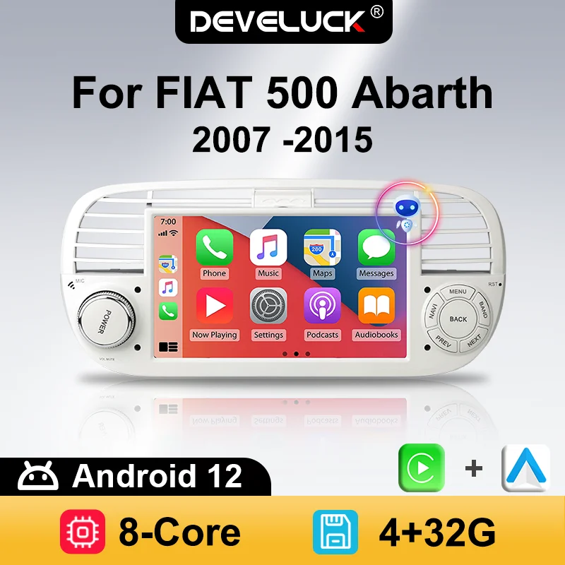 7'' Carplay für FIAT 500 Abarth 2007-2015 Android Auto Auto Smart Auto Systeme Radio DVD Navigation GPS Stereo 2 Din 4G Head Unit