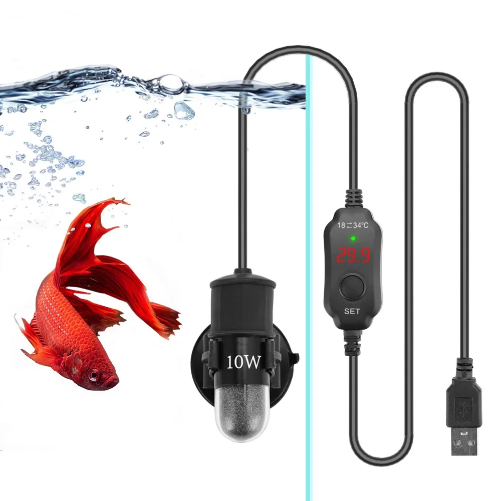 USB Mini Aquarium Heizstab Aquarium Aquarium Heizung Tauch Thermostat Heizung 18-34 ° C Einstellbare Temperatur